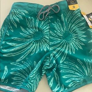 Speedo Teal and Light Teal Burst Swim Board Shorts